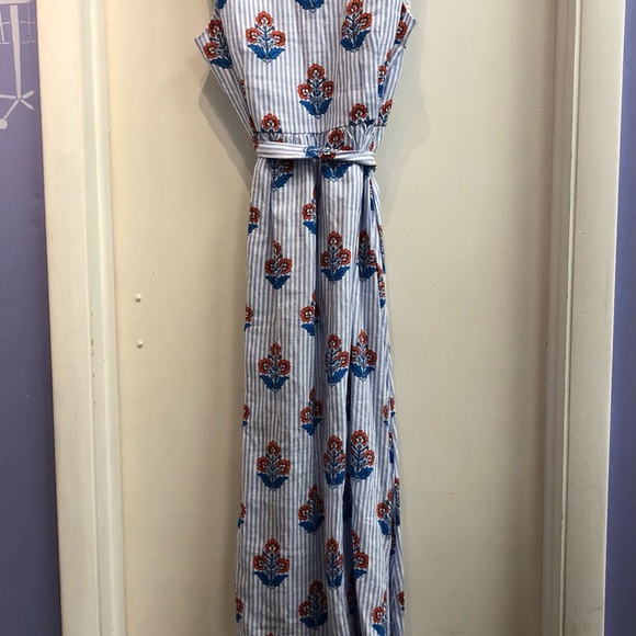 Boden Blue Wrap Tie Front 100% Linen Sundress - Picture 3 of 9